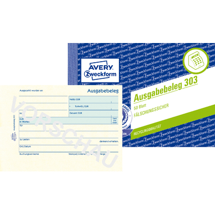 AVERY Zweckform Formularbuch "Ausgabebeleg", A6 quer, gelb