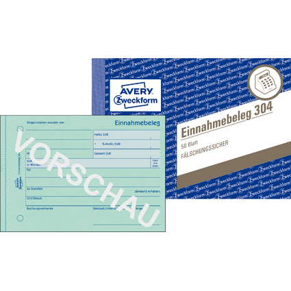 AVERY Zweckform Formularbuch "Einnahmebeleg", A6 quer, grn