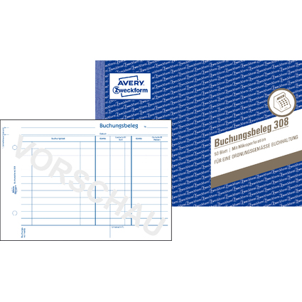 AVERY Zweckform Formularbuch "Buchungsbeleg", A5 quer