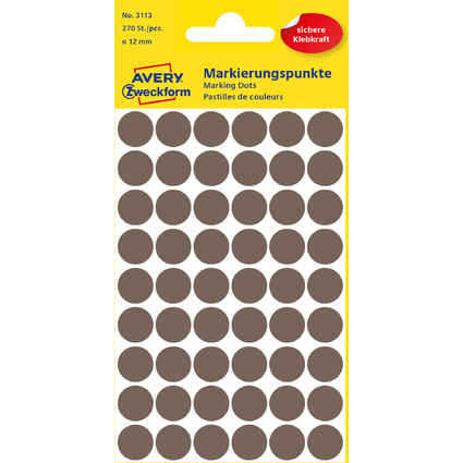 AVERY Zweckform Markierungspunkte, Durchmesser: 12 mm, taupe