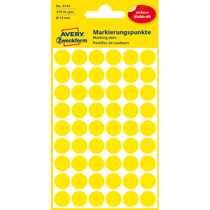AVERY Zweckform Markierungspunkte, Durchmesser 12 mm, gelb