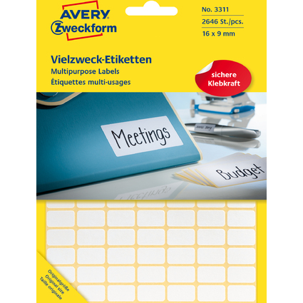AVERY Zweckform Vielzweck-Etiketten, 16 x 9 mm, wei, FP