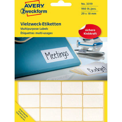 AVERY Zweckform Vielzweck-Etiketten, 29 x 18 mm, wei, FP