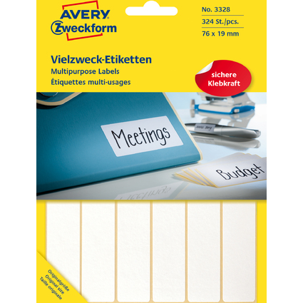 AVERY Zweckform Vielzweck-Etiketten, 76 x 19 mm, wei, FP