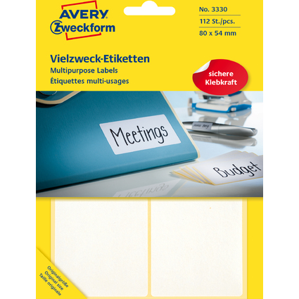 AVERY Zweckform Vielzweck-Etiketten, 80 x 54 mm, wei, FP