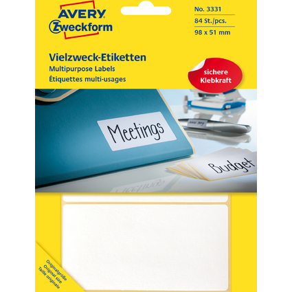 AVERY Zweckform Vielzweck-Etiketten, 98 x 51 mm, wei, FP