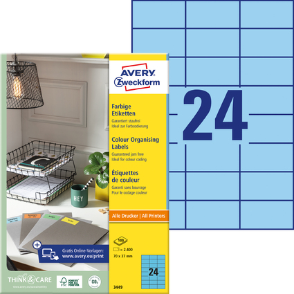 AVERY Zweckform Universal-Etiketten, 70 x 37 mm, blau