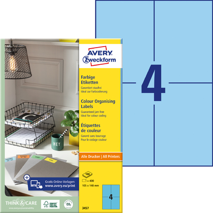 AVERY Zweckform Universal-Etiketten, 105 x 148 mm, blau