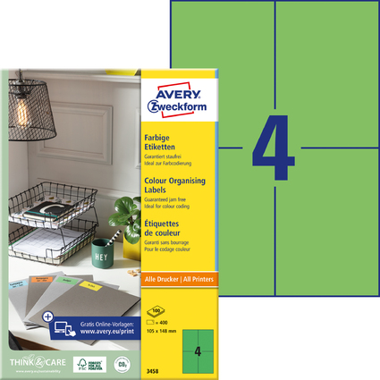 AVERY Zweckform Universal-Etiketten, 105 x 148 mm, grn