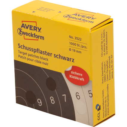 AVERY Zweckform Schupflaster, schwarz, Durchmesser: 19 mm