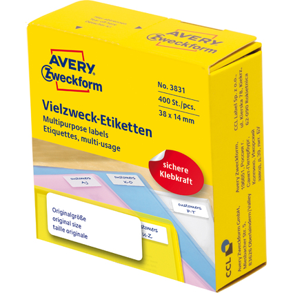 AVERY Zweckform Vielzweck-Etiketten, 38 x 14 mm, Spender