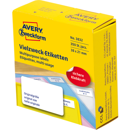 AVERY Zweckform Vielzweck-Etiketten, 38 x 21 mm, Spender