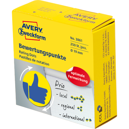 AVERY Zweckform Markierungspunkte, Daumen, gelb/blau