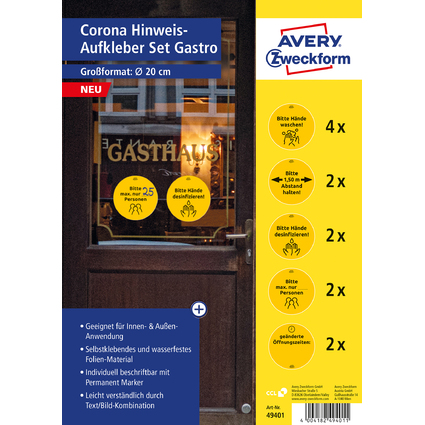 AVERY Zweckform Corona Hinweis-Etiketten "Gastro"