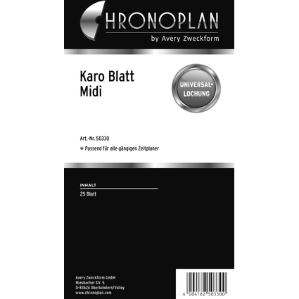 CHRONOPLAN Karo Blatt, Midi, 25 Blatt, 80 g/qm