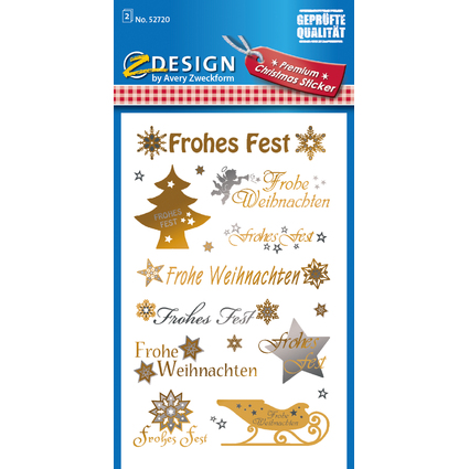 AVERY Zweckform ZDesign Weihnachts-Sticker Schrift + Symbole