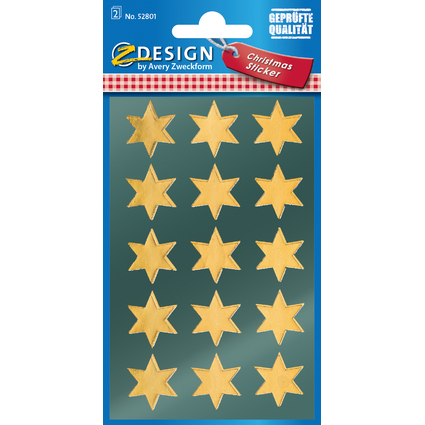 AVERY Zweckform ZDesign Weihnachts-Sticker "Sterne", gold