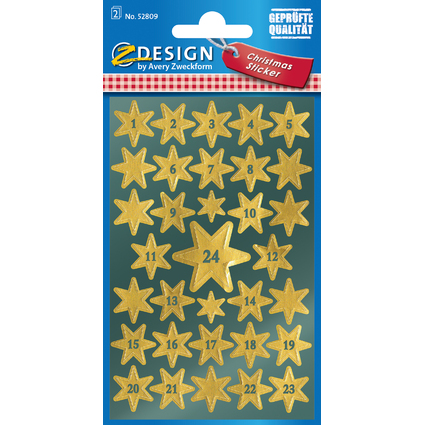 AVERY Zweckform ZDesign Adventskalender-Sticker "Sterne"