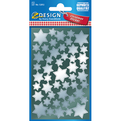 AVERY Zweckform ZDesign Weihnachts-Sticker "Sterne", silber