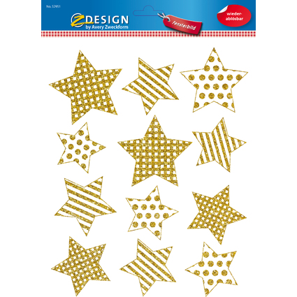 AVERY Zweckform ZDesign Weihnachts-Fensterbild Sterne gold