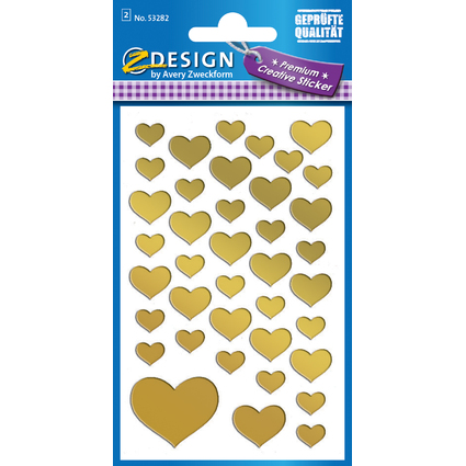 AVERY Zweckform ZDesign CREATIVE Sticker "Herzen", gold