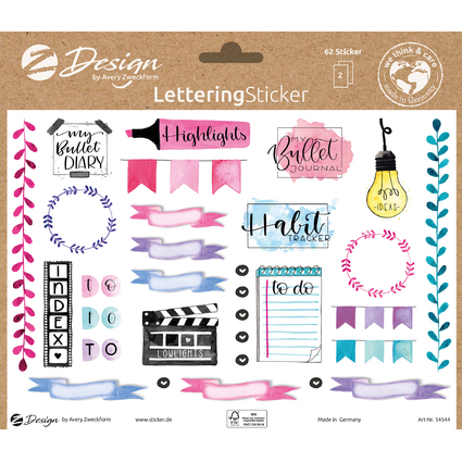 AVERY Zweckform ZDesign Trend Sticker LETTERING Frame+Titel