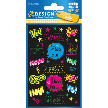 AVERY Zweckform ZDesign KIDS Neon-Sticker "Sprüche"