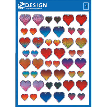 AVERY Zweckform Z-Design Crystal Sticker "Herzen bunt"