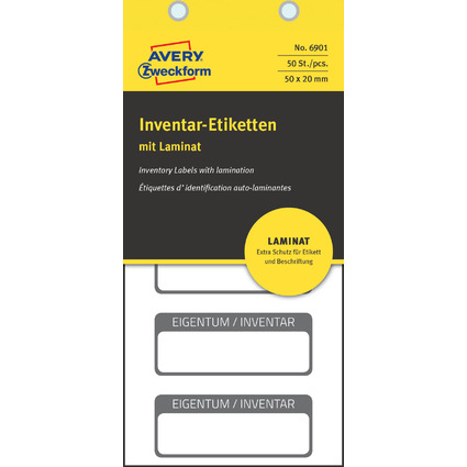 AVERY Zweckform Inventar-Etiketten mit Laminat, schwarz