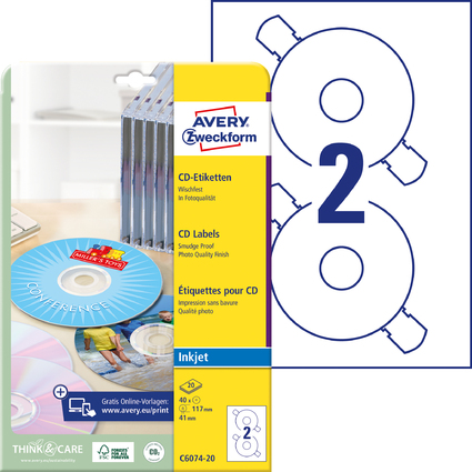 AVERY Zweckform CD-Etiketten ClassicSize, wei, glnzend