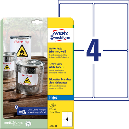 AVERY Zweckform Folien-Etiketten, wetterfest, 139 x 99,1 mm