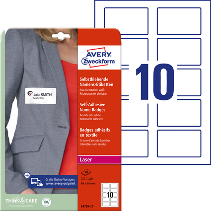 <small>AVERY Zweckform Namensetiketten 80 x 50 mm weiß (L4785-20)</small>