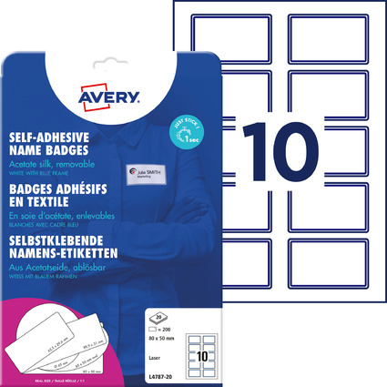 <small>AVERY Zweckform Namensetiketten 80 x 50 mm Rahmen blau (L4787-20)</small>