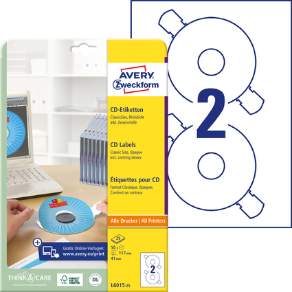 <small>AVERY Zweckform CD-Etiketten ClassicSize weiß (L6015-25)</small>