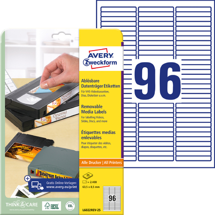 <small>AVERY Zweckform Stick+Lift Etiketten 63 5 x 8 5 mm weiß (L6022REV-25)</small>