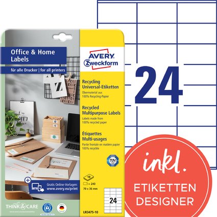 AVERY Zweckform Recycling-Universal-Etiketten Home Office