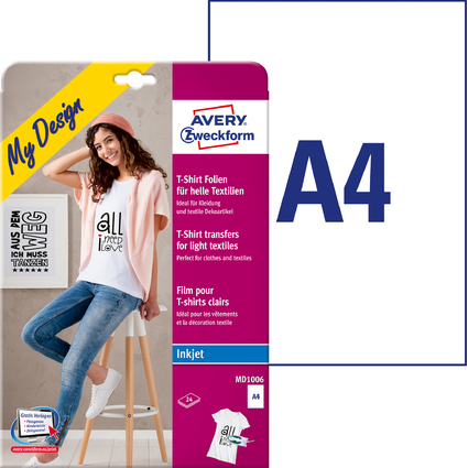 AVERY Zweckform My Design T-Shirt Transfer-Folie, DIN A4