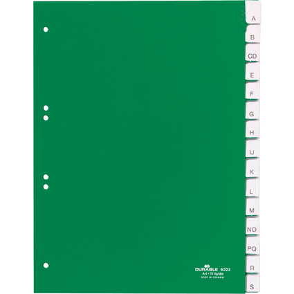 DURABLE Kunststoff-Register, PP, Strke: 0,12 mm, 15-teilig