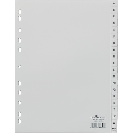 DURABLE Kunststoff-Register, A-Z, A4, 20-teilig, grau