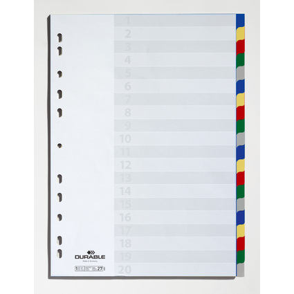 DURABLE Kunststoff-Register, A4, PP, 20-teilig