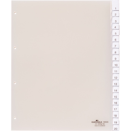 DURABLE Kunststoff-Register, A4, 20-teilig, transparent