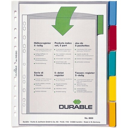 DURABLE Hllenregister, A4, 5-teilig, 1 - 5, transparent