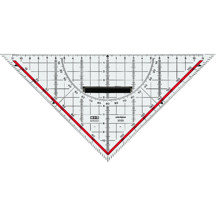 M+R Geometriedreieck, Acrylglas, Hypotenuse: 250mm, glasklar