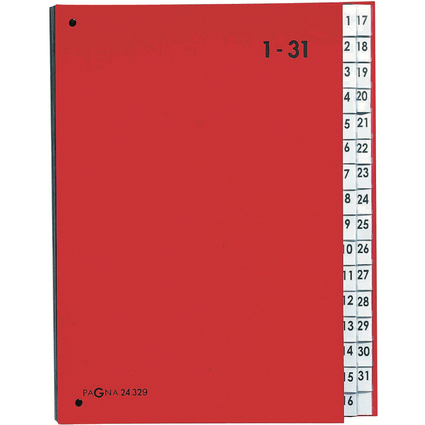 PAGNA Pultordner Color, DIN A4, 1 - 31, 31 Fcher, rot