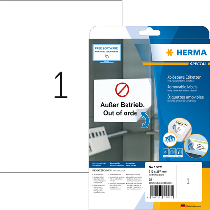 HERMA Universal-Etiketten SPECIAL, 210 x 297 mm, wei