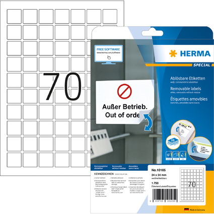 HERMA Universal-Etiketten SPECIAL, 24 x 24 mm, wei