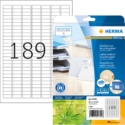HERMA Universal-Etiketten Recycling, 25,4 x 16 mm, 20 Blatt