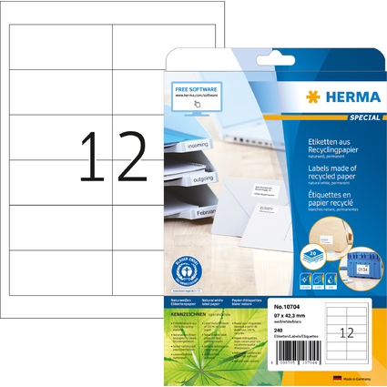 HERMA Universal-Etiketten Recycling, 97 x 42,3 mm, 20 Blatt