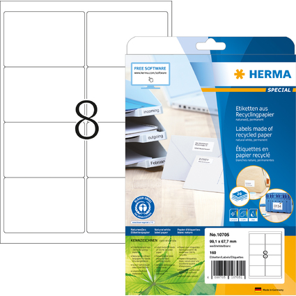 HERMA Universal-Etiketten Recycling, 99,1 x 67,7 mm, 20 Bl.