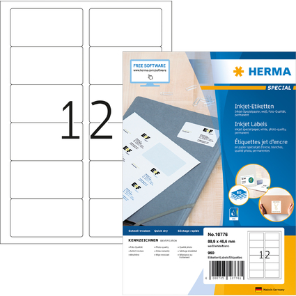 HERMA Inkjet-Etiketten, 88,9 x 46,6 mm, wei